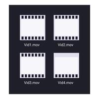 Four files icons representing digital movie storage vector