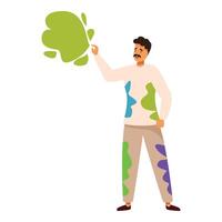Painter creating colorful abstract painting with his finger vector