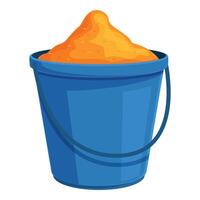 Blue bucket overflowing with sand on beach vacation vector