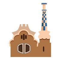 Park guell in barcelona showing its famous chimney and colorful architecture vector