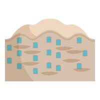 Casa mila building facade with wavy roofline and turquoise windows vector