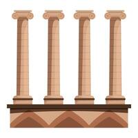 Four majestic ancient columns supporting a building vector
