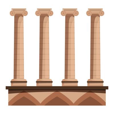 Four majestic ancient columns supporting a building