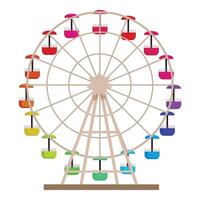 Ferris wheel rotating with colorful cabins on white background vector