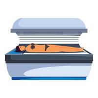 Woman tanning in a solarium getting an artificial tan vector