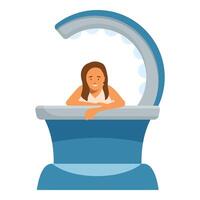 Woman relaxing during a light therapy session in a modern beauty salon vector