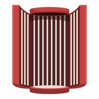 Vertical solarium exhibiting red and white stripes with circular podium vector