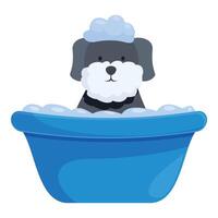 Cute dog taking a bath with soap and bubbles vector