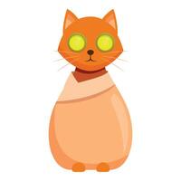 Ginger cat wearing bathrobe and enjoying cucumber facial mask vector