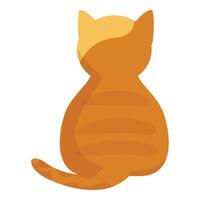 Ginger cat sitting showing back and tail, simple cartoon illustration vector