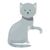 Cute gray cat sitting and lifting paw with collar vector