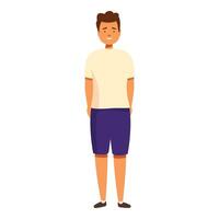 Young man smiling and standing with hands behind back vector