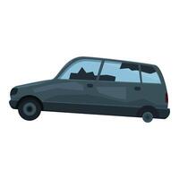 Broken down car with missing tire and shattered windows illustrating roadside assistance vector