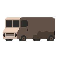 Old dirty delivery van with scratched paint on white background vector