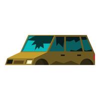 Abandoned car with broken windows representing urban decay vector