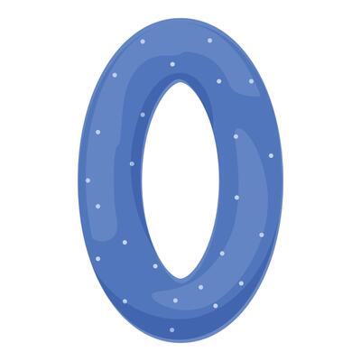 Blue number zero with white dots illustrating numerical concepts