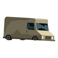 Abandoned dirty delivery van with broken windows representing urban decay vector