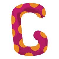 Magenta letter c with orange polka dots, conveying playfulness and creativity, isolated on a white background vector