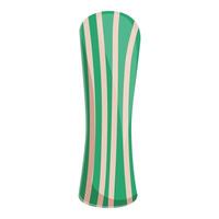 Green and beige striped inflatable pool mattress floating on water surface vector