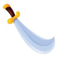 Curved sword with golden hilt and brown handle on white background vector