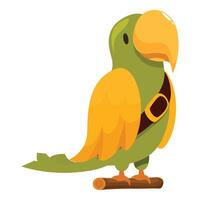 Green parrot wearing a belt perched on a branch vector