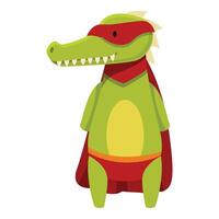Smiling crocodile superhero wearing red cape and mask vector