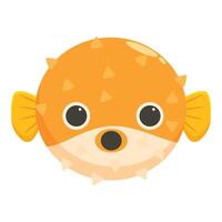 Pufferfish with spikes swimming underwater, marine life illustration vector