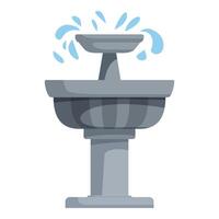 Stone fountain cascading water into basin, refreshing urban oasis vector