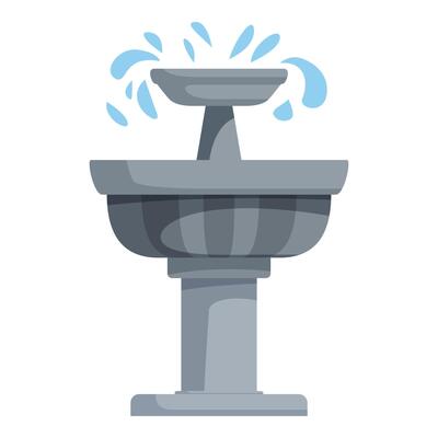 Stone fountain cascading water into basin, refreshing urban oasis