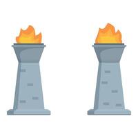 Eternal flame burning on stone pedestal representing remembrance and honor vector