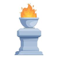 Eternal flame burning in a bowl on a stone pedestal, symbol of remembrance and honor vector