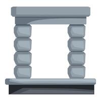 Stone gate entrance with pillars supporting a solid roof, symbolizing strength and security vector