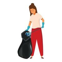 Volunteer picking up can into garbage bag with trash picker vector