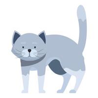 Gray cat standing with tail up in cartoon style vector