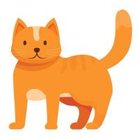 Cute ginger cat standing and showing its tail vector