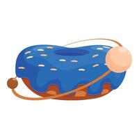Delicious blue galaxy donut rotating in space with planets vector