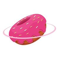 Rotating pink iced donut with sprinkles on white background vector