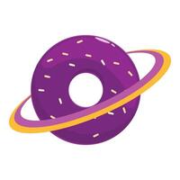 Purple glazed donut rotating like a planet with rings vector