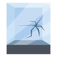 Empty glass showcase with crack presenting exhibiting nothing vector