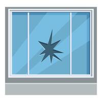 Broken glass window showing vandalism or burglary attempt vector