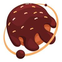 Delicious chocolate planet rotating with sprinkles and ring vector