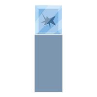 Empty glass display case with broken top on pedestal vector