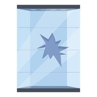 Broken glass window displaying star shaped hole from impact vector