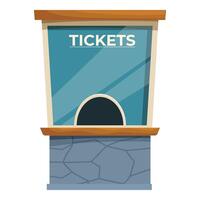 Ticket booth selling tickets for events and transportation with arch window and stone base vector