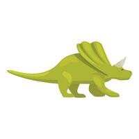 Green triceratops dinosaur walking on white background vector
