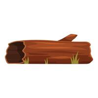 Hollow log lying on grass with broken branch vector