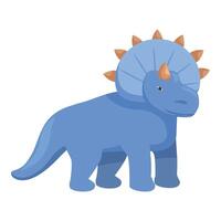 Blue triceratops dinosaur standing still, side view vector