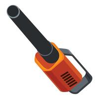 Orange leaf blower machine blowing air in isometric view vector