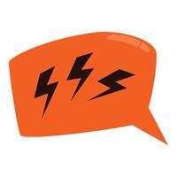 Orange speech bubble showing three lightning bolts, expressing electricity and power vector