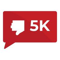 5k dislikes counter notification in speech bubble with thumbs down icon vector